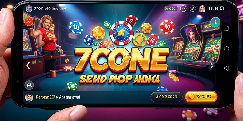 Screenshot gameplay 7CONE menampilkan desain kasino yang menarik dan interaksi pemain.