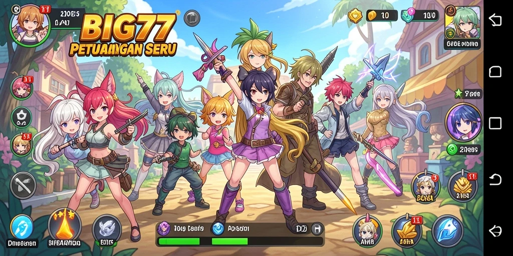 Tampilan gameplay seru dan penuh aksi dalam BIG77.