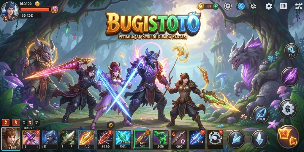 Screenshot utama BUGISTOTO menampilkan gameplay seru dalam petualangan yang menegangkan.