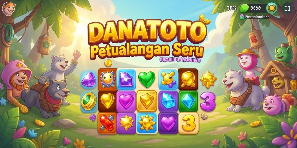 Screenshot gameplay DANATOTO menampilkan keseruan mencocokkan item Match-3.