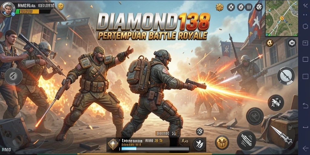 Tangkapan layar dari gameplay seru DIAMOND138 di arena Battle Royale.
