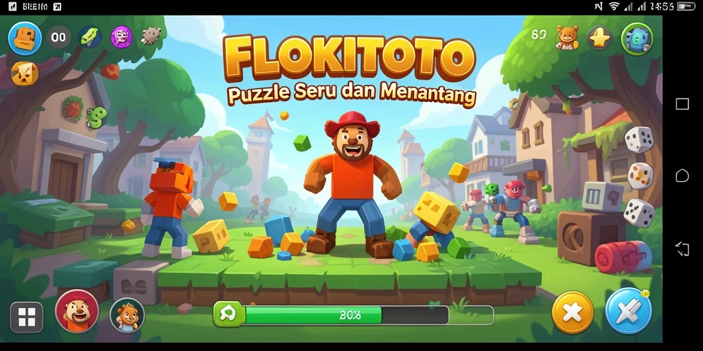 Tampilan gameplay FLOKITOTO yang menantang dan penuh warna.