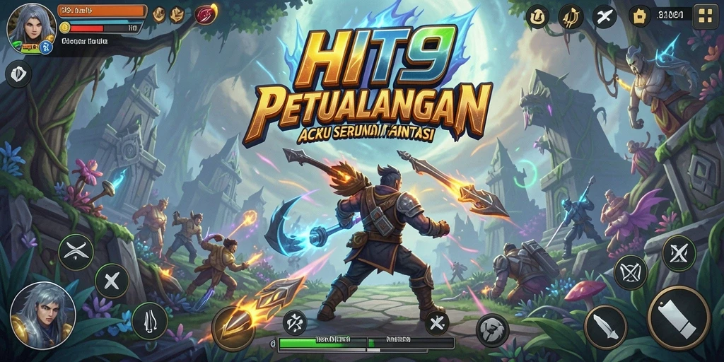 Screenshot menunjukkan aksi gameplay seru dalam <strong>HIT9</strong> dengan karakter bertarung melawan monster.