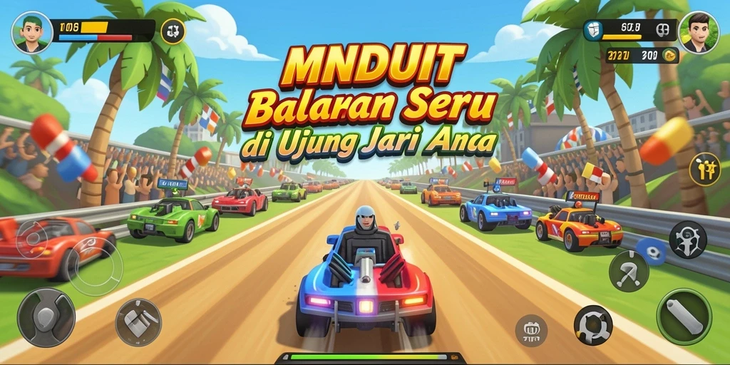 Tampilan gameplay seru di MNDUIT dengan balapan menegangkan.