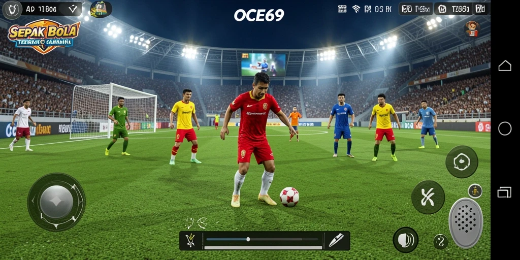 Tampilan menarik gameplay sepak bola yang mendebarkan di OCE69.