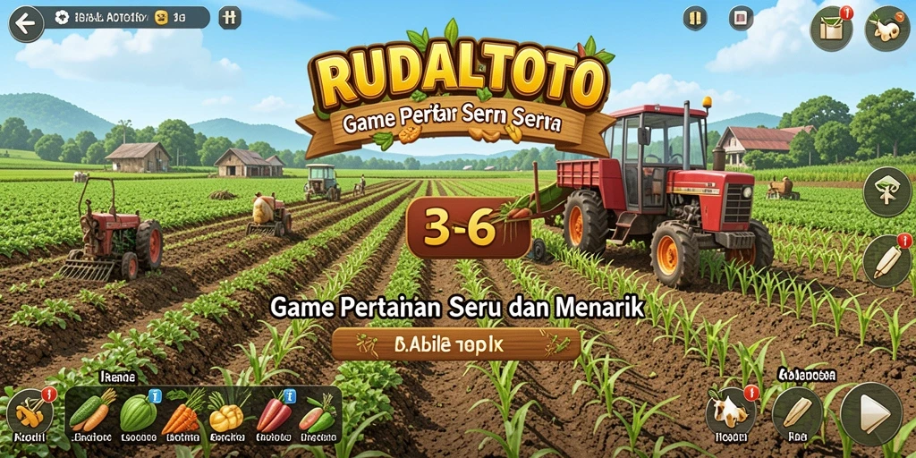 Screenshot gameplay RUDALTOTO menampilkan aktivitas pertanian yang seru dan interaktif.