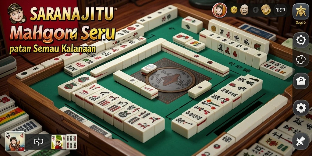 Screenshot gameplay SARANAJITU menampilkan keseruan permainan Mahjong.