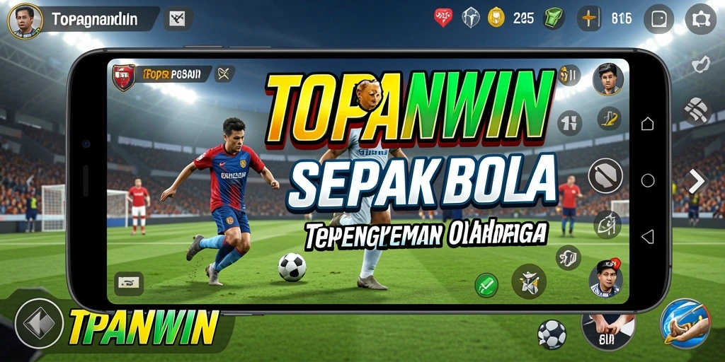 Tangkapan layar gameplay menunjukkan aksi seru di lapangan sepak bola.