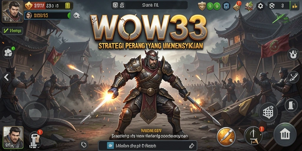 Tampilan utama gameplay WOW33 yang menunjukkan strategi pertempuran.
